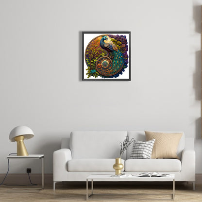 Round Card Peacock - Full Round Drill Diamond Painting 35*35CM