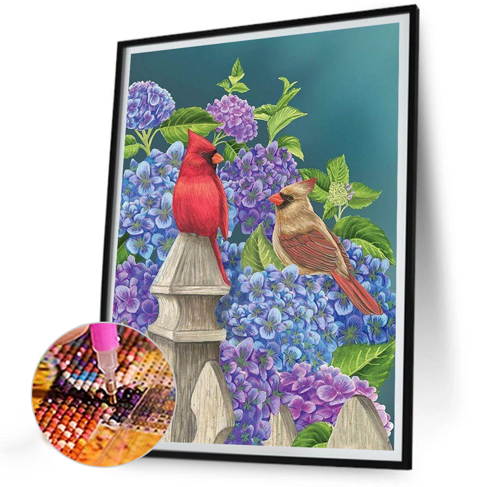 Bird Among Flowers - Full Round Drill Diamond Painting 30*40CM