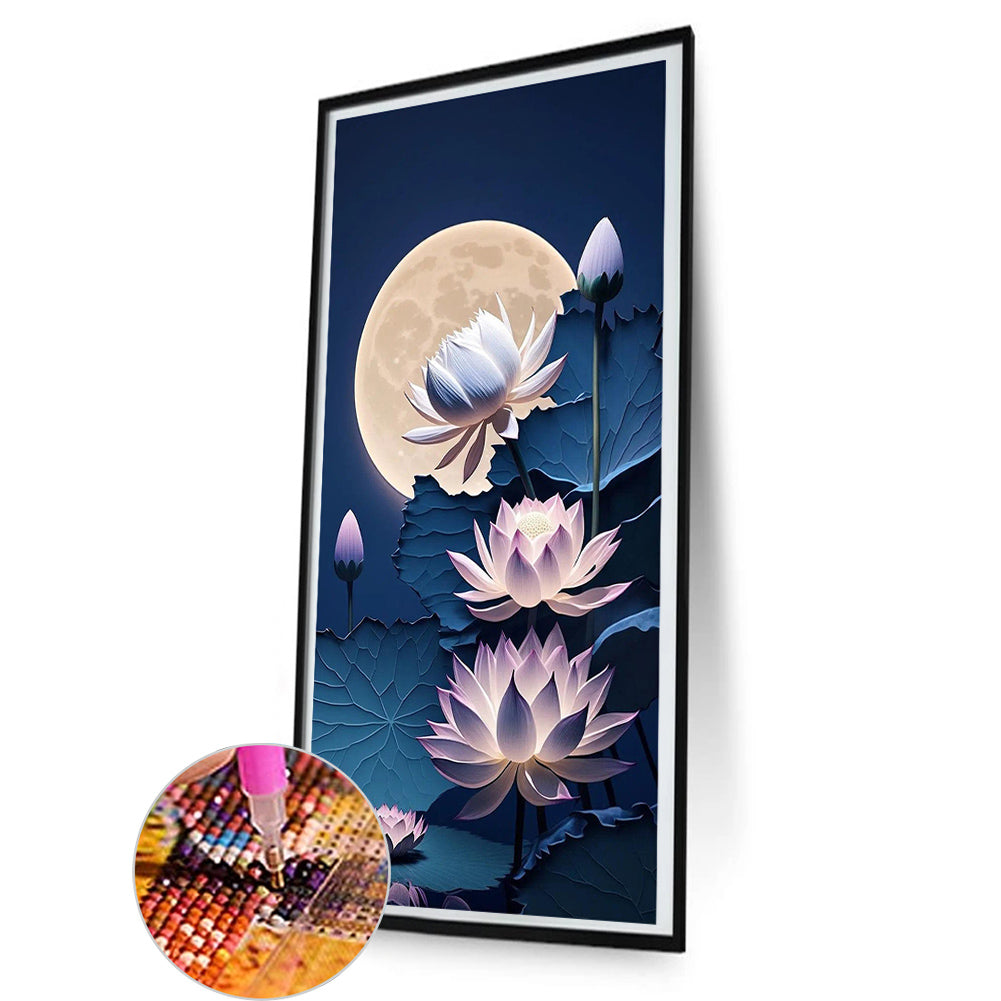 Moon Lotus - Full Round Drill Diamond Painting 40*80CM