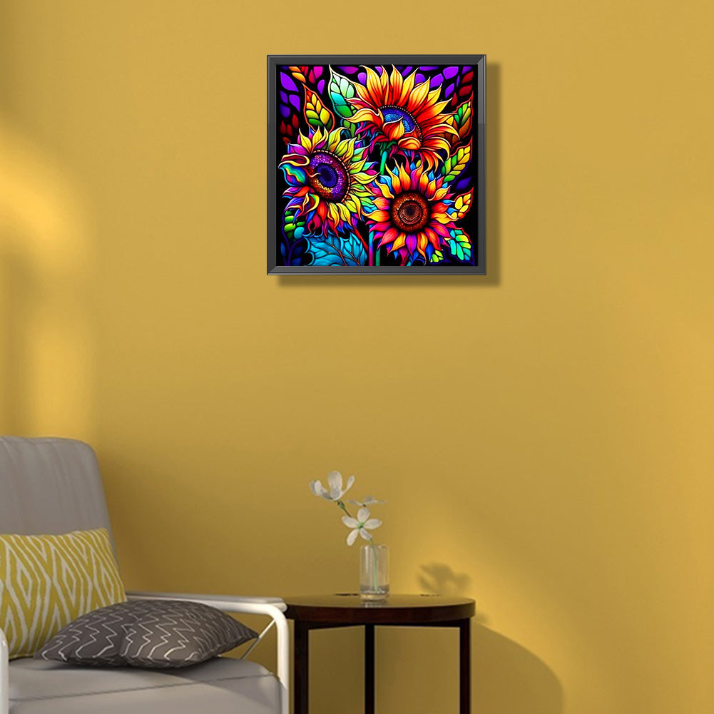 Three Sunflowers - Full Round Drill Diamond Painting 30*30CM