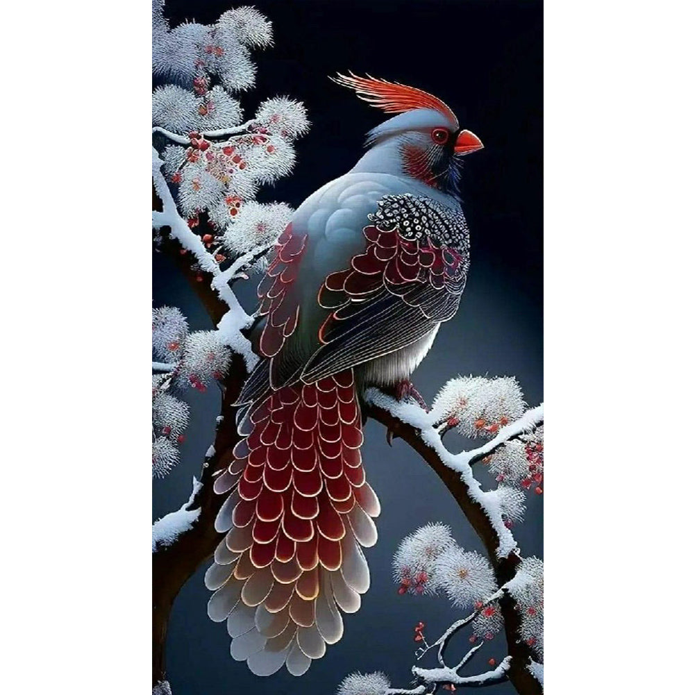 Snow Branch Sparrow - Full Round Drill Diamond Painting 45*80CM