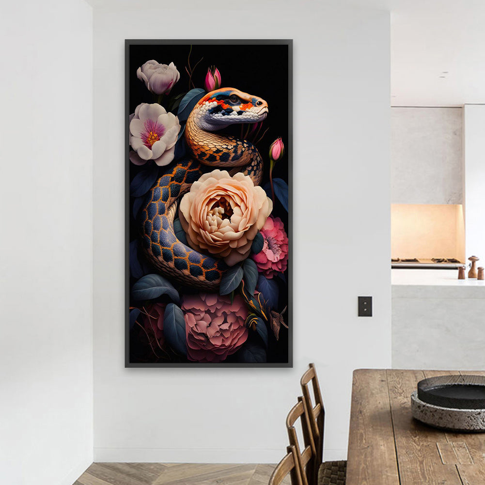 Snake And Flowers - Full Square Drill Diamond Painting 40*80CM