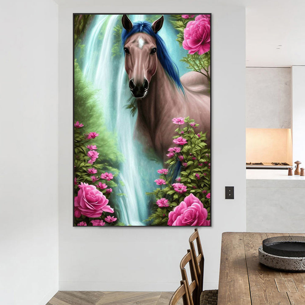 Waterfall Horse - Full Round Drill Diamond Painting 45*70CM