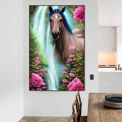 Waterfall Horse - Full Round Drill Diamond Painting 45*70CM