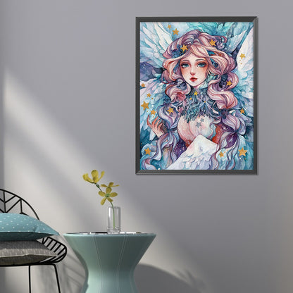 Long Curly Hair Girl - Full Round Drill Diamond Painting 50*60CM