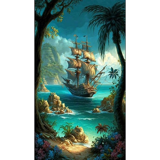 Sailing Boat - Full Round Drill Diamond Painting 40*70CM