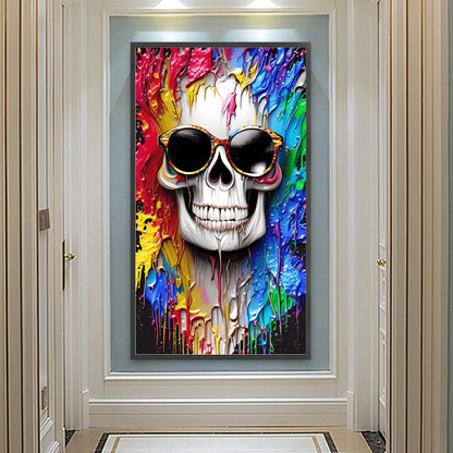 Personality Skull Wearing Sunglasses - Full Round Drill Diamond Painting 40*70CM