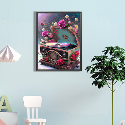 Flower Gramophone - Full Round Drill Diamond Painting 40*60CM