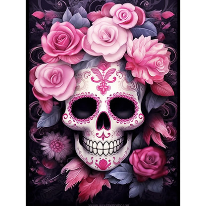 Flower And Skull - Full Round Drill Diamond Painting 30*40CM