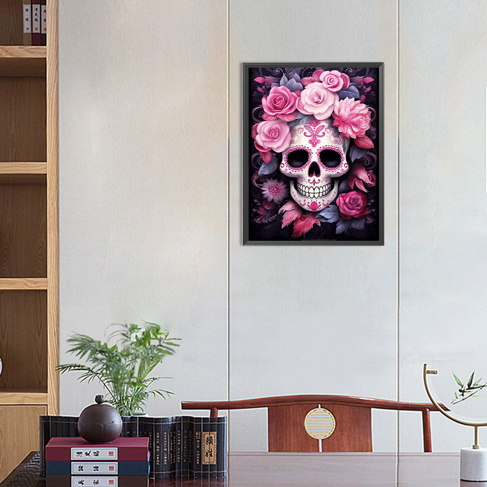 Flower And Skull - Full Round Drill Diamond Painting 30*40CM