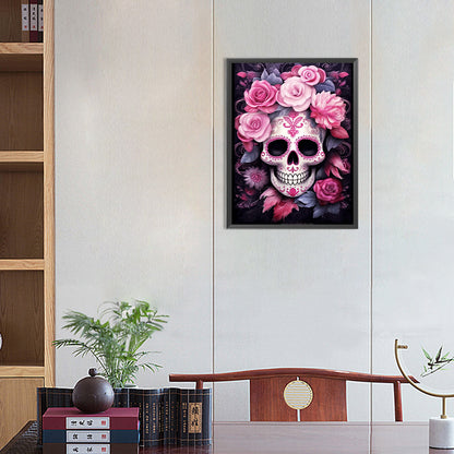 Flower And Skull - Full Round Drill Diamond Painting 30*40CM