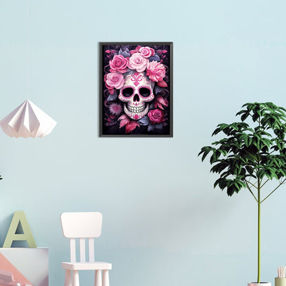 Flower And Skull - Full Round Drill Diamond Painting 30*40CM