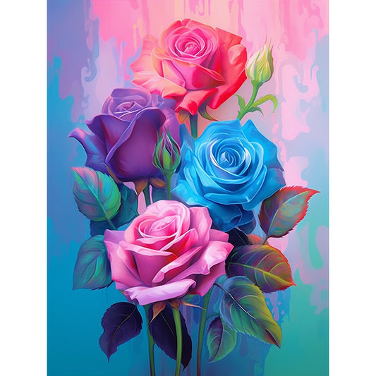 Colorful Flowers - Full Round Drill Diamond Painting 30*40CM