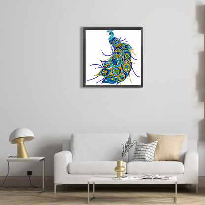 Simple Drawing Of Peacock - Special Shaped Drill Diamond Painting 30*30CM