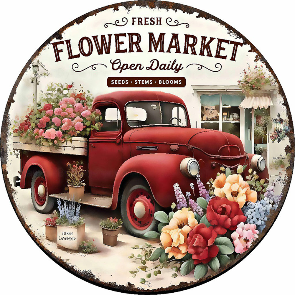 Flower Market Floats - Full Round Drill Diamond Painting 30*30CM