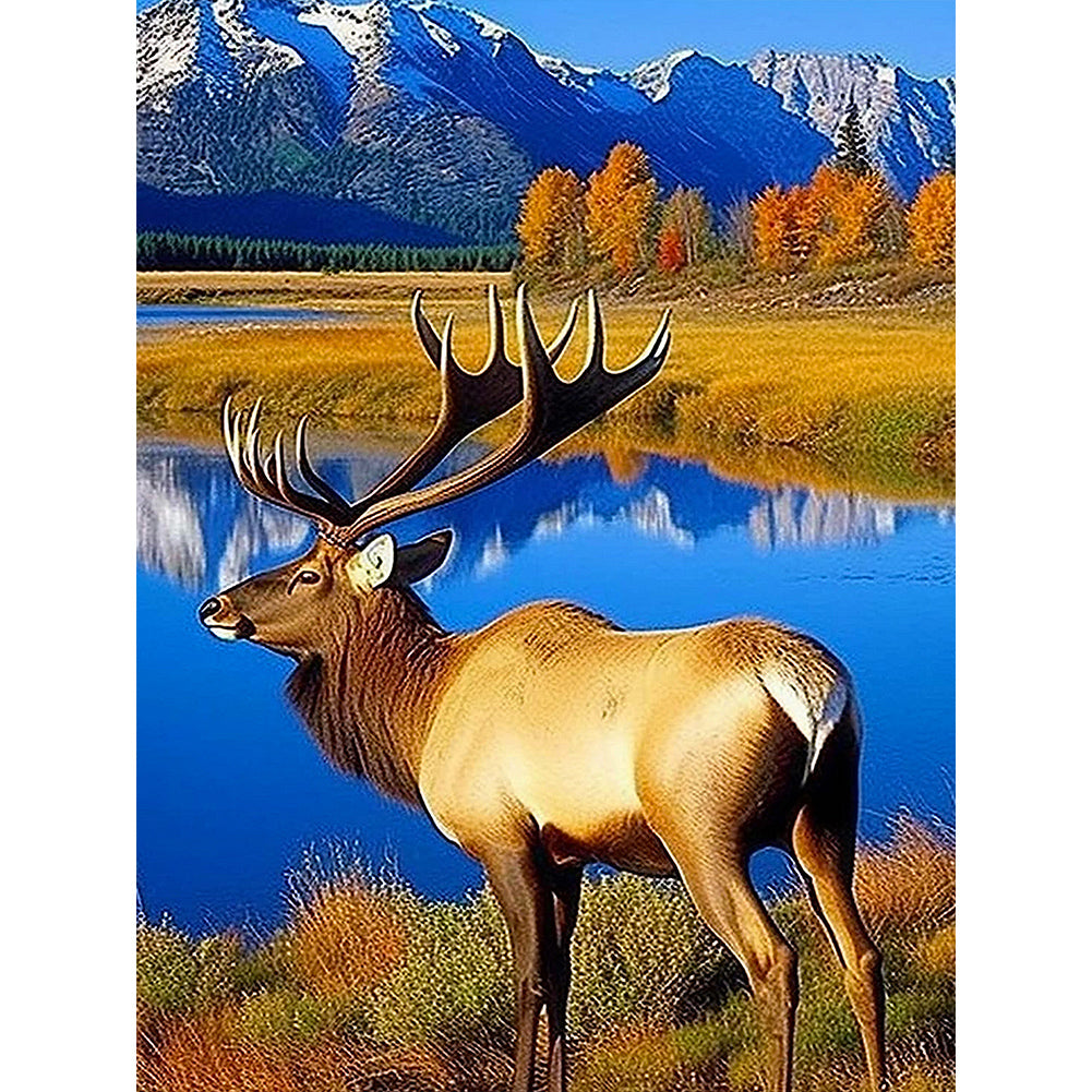 Reindeer - Full Round Drill Diamond Painting 30*40CM