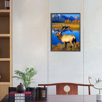 Reindeer - Full Round Drill Diamond Painting 30*40CM
