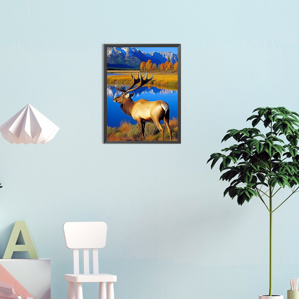 Reindeer - Full Round Drill Diamond Painting 30*40CM
