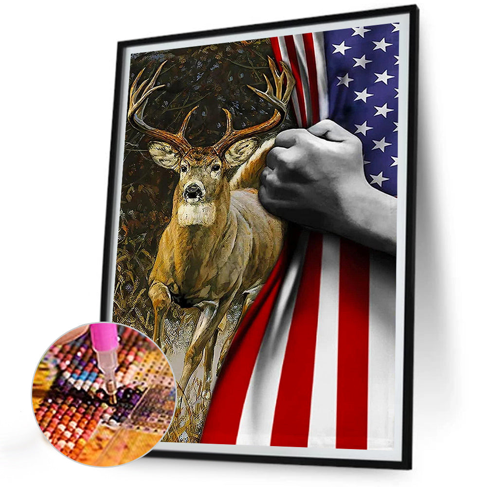 Reindeer - Full Round Drill Diamond Painting 30*40CM