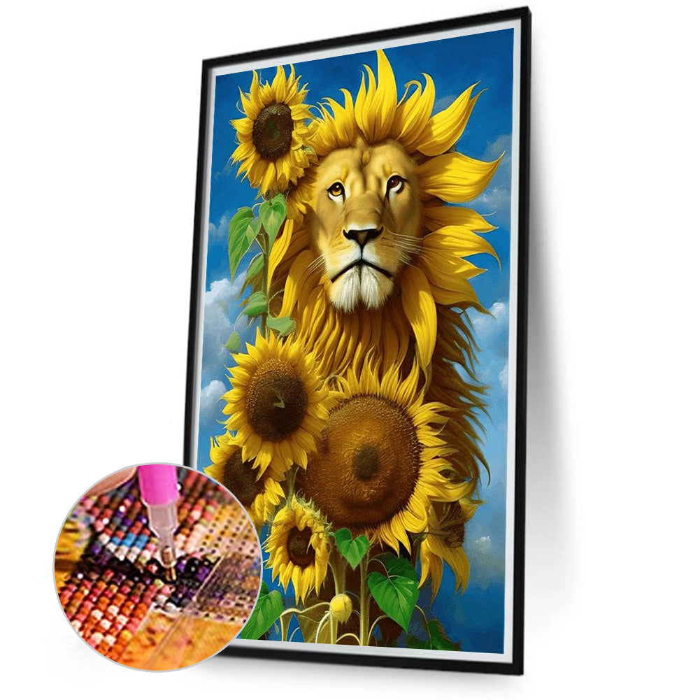 Sunflower Lion - Full Round Drill Diamond Painting 40*70CM