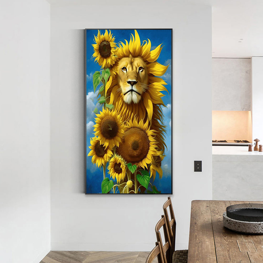 Sunflower Lion - Full Round Drill Diamond Painting 40*70CM