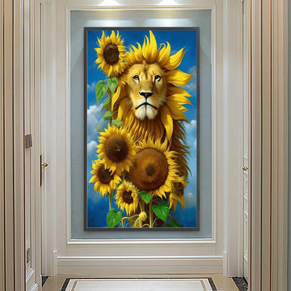 Sunflower Lion - Full Round Drill Diamond Painting 40*70CM