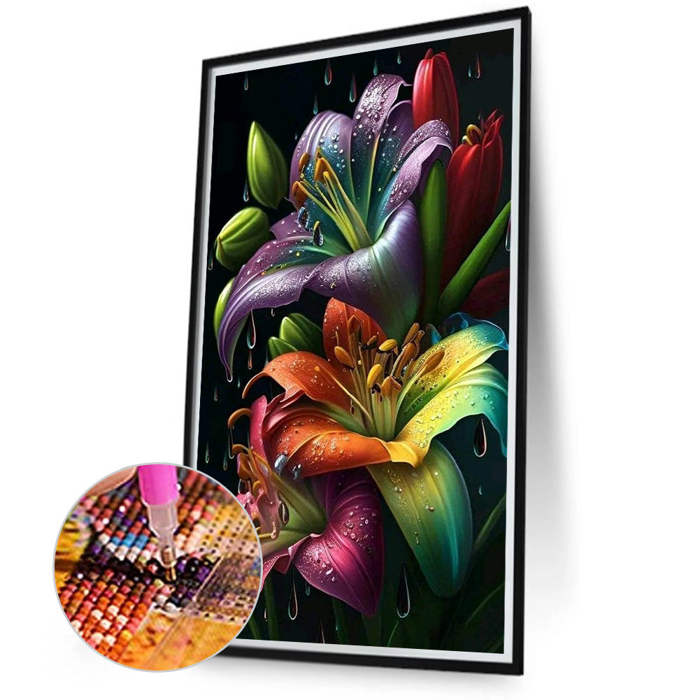 Colorful Lily Bouquet - Full Round Drill Diamond Painting 40*70CM