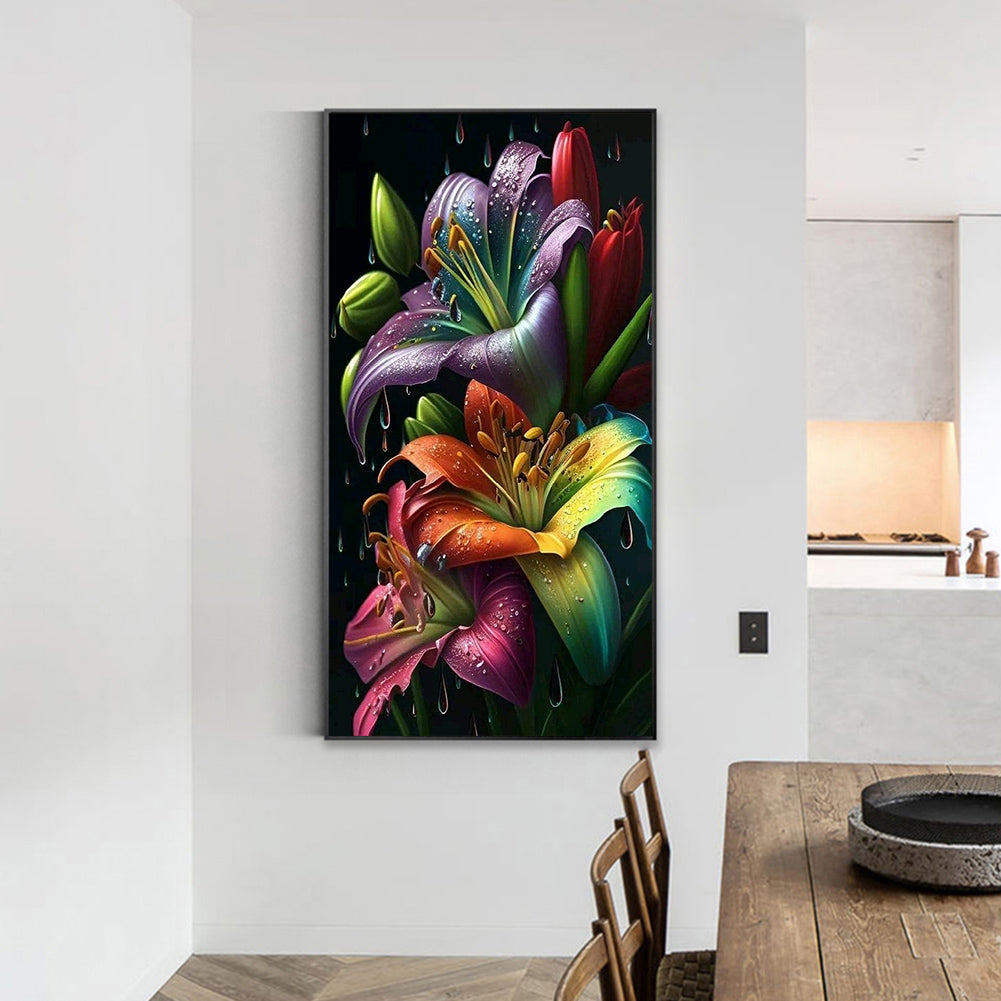 Colorful Lily Bouquet - Full Round Drill Diamond Painting 40*70CM