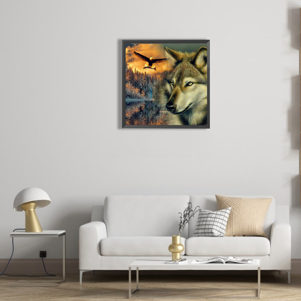 Eagle And Wolf - Full Round Drill Diamond Painting 30*30CM