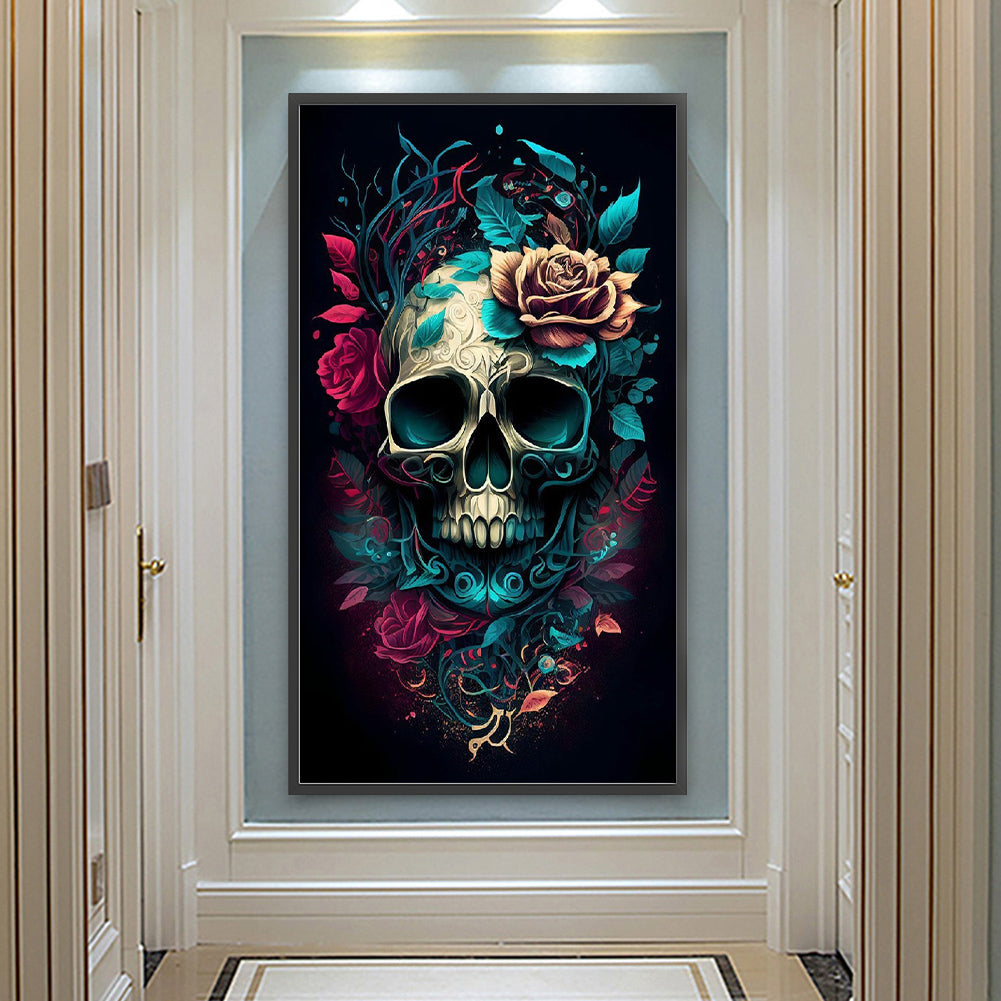 Flower Skull - Full Round Drill Diamond Painting 40*70CM
