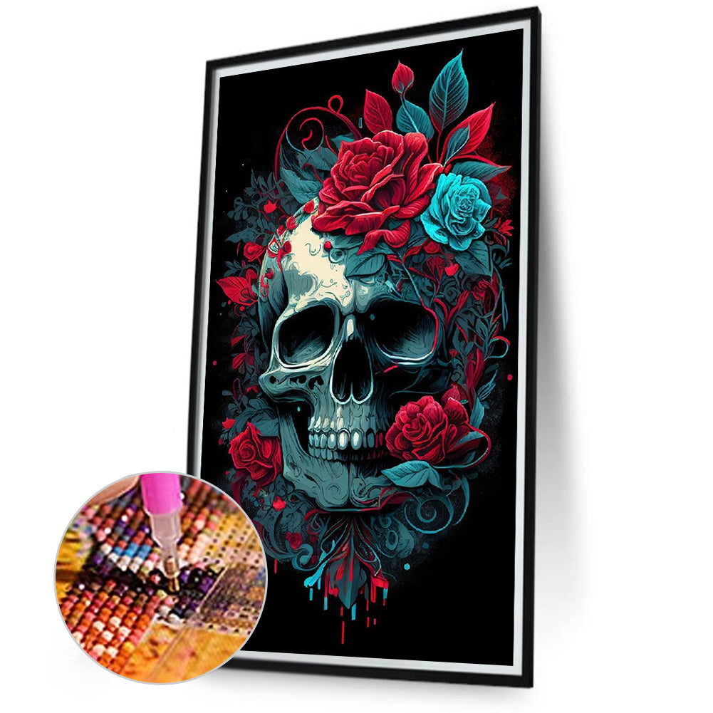 Flower Skull - Full Round Drill Diamond Painting 40*70CM
