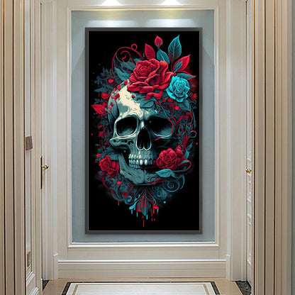 Flower Skull - Full Round Drill Diamond Painting 40*70CM