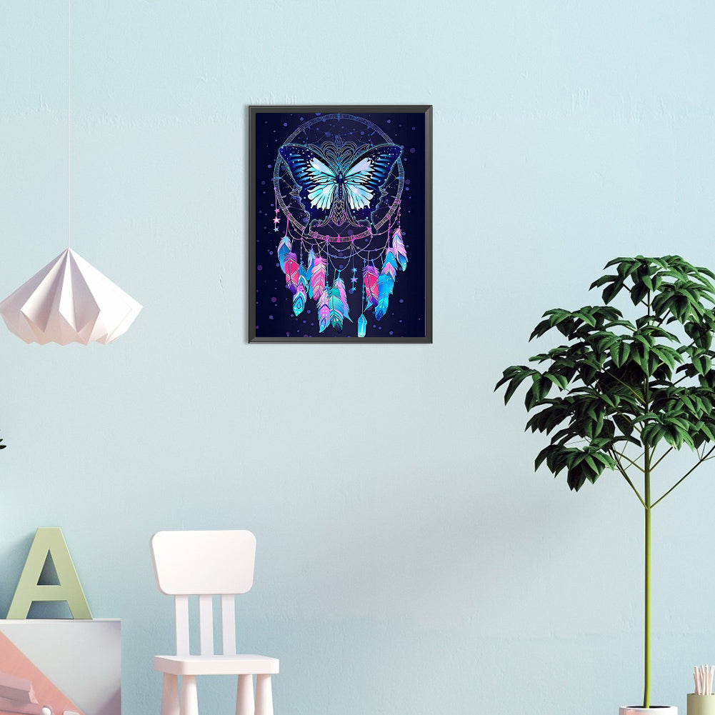 Butterfly Dream Catcher - Full Round Drill Diamond Painting 30*40CM