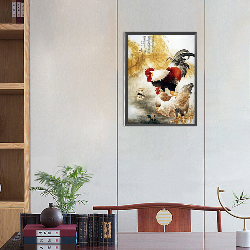 Rooster And Hen - Full Round Drill Diamond Painting 30*40CM