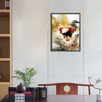 Rooster And Hen - Full Round Drill Diamond Painting 30*40CM
