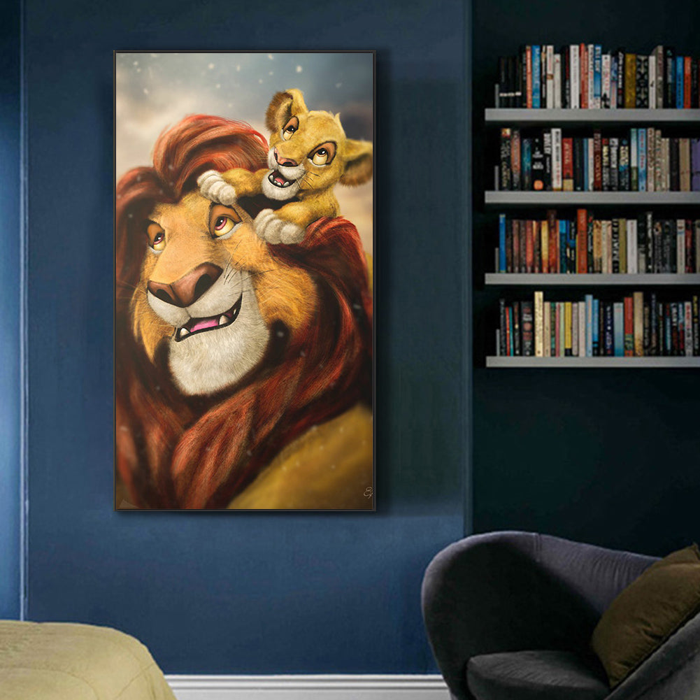 Lion Parent-Child - Full Round Drill Diamond Painting 45*80CM