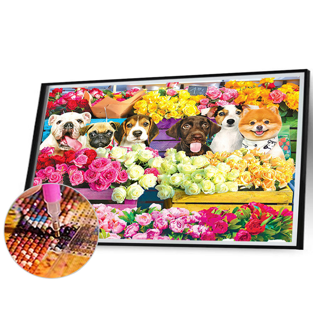 Puppy Daily - Full Round Drill Diamond Painting 70*50cm