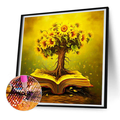 Book And Sunflower - Full Round Drill Diamond Painting 30*30CM