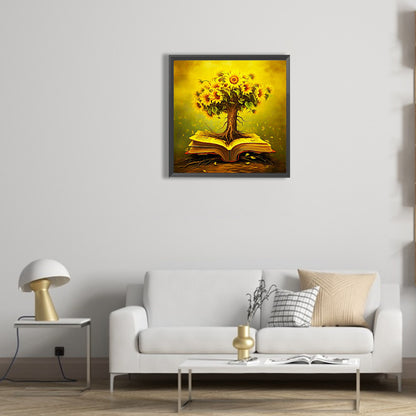 Book And Sunflower - Full Round Drill Diamond Painting 30*30CM