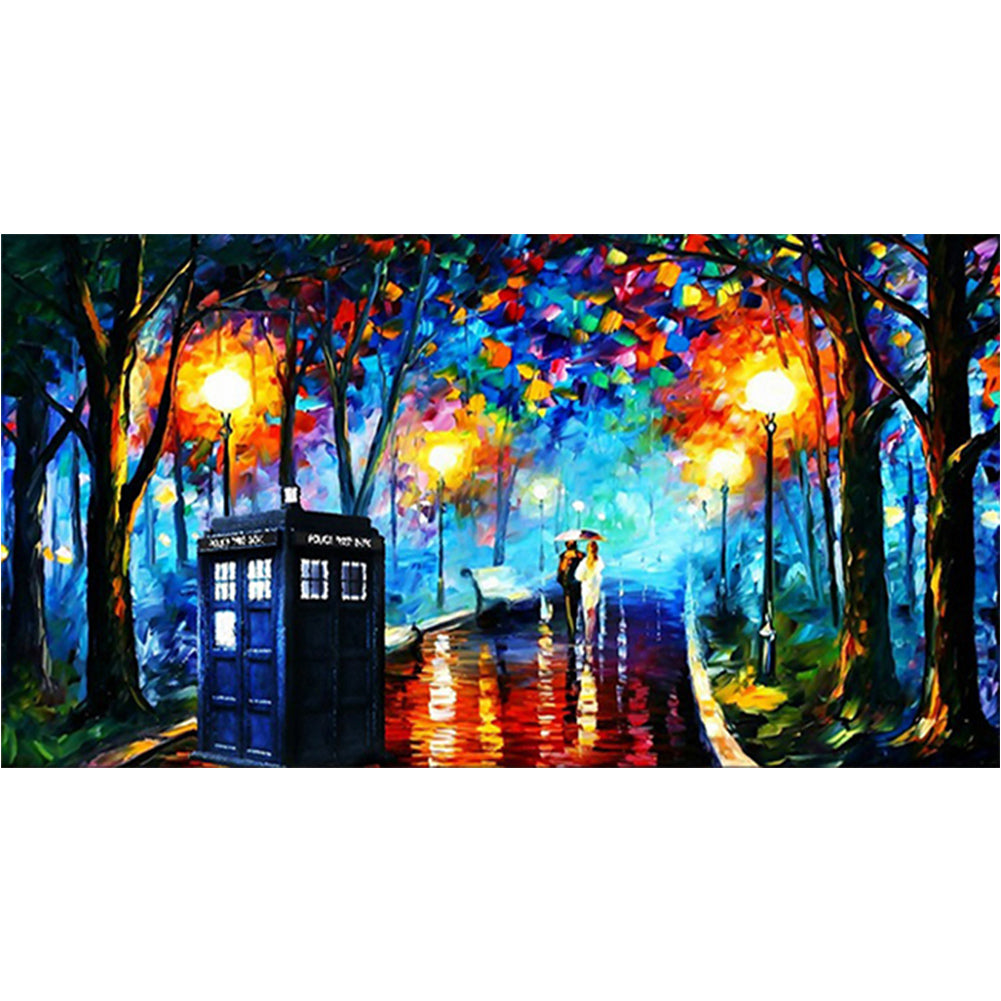 Neon Rainy Night - Full Round Drill Diamond Painting 75*40cm