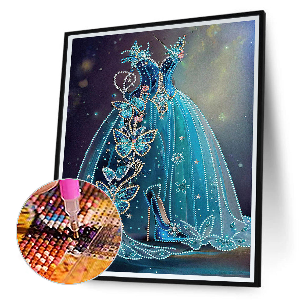 Blue Wedding Dress - Special Shaped Drill Diamond Painting 30*40CM