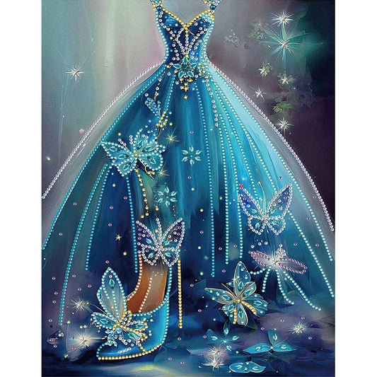 Blue Wedding Dress - Special Shaped Drill Diamond Painting 30*40CM