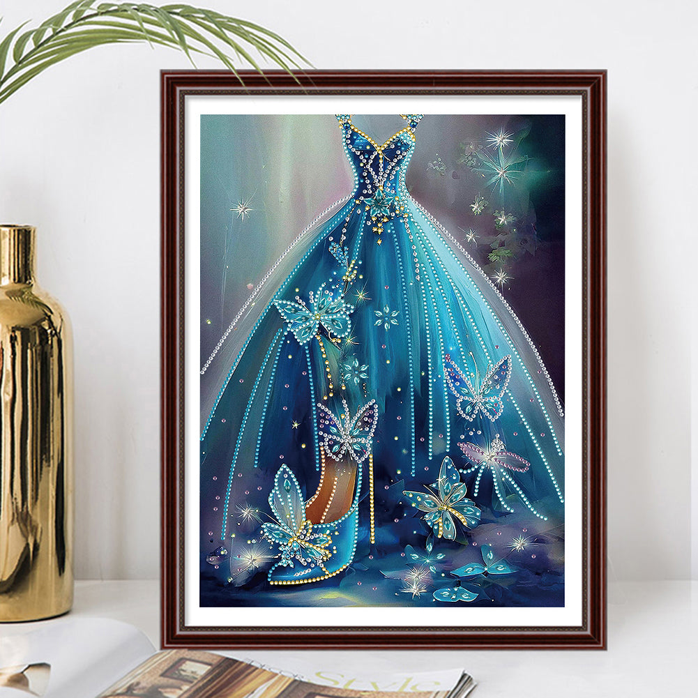 Blue Wedding Dress - Special Shaped Drill Diamond Painting 30*40CM