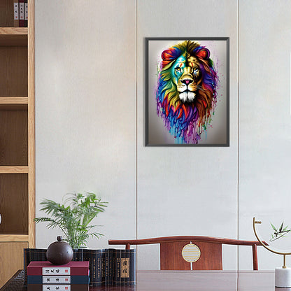 Painted Lion Head - Full Round Drill Diamond Painting 30*40CM