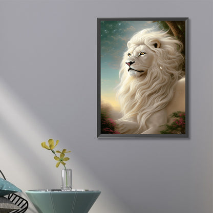 White Lion - Full Round Drill Diamond Painting 40*60CM