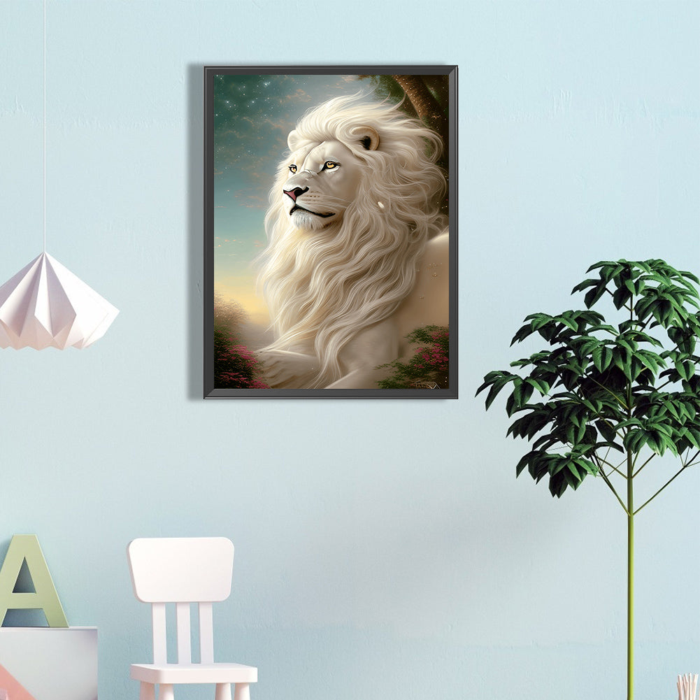 White Lion - Full Round Drill Diamond Painting 40*60CM