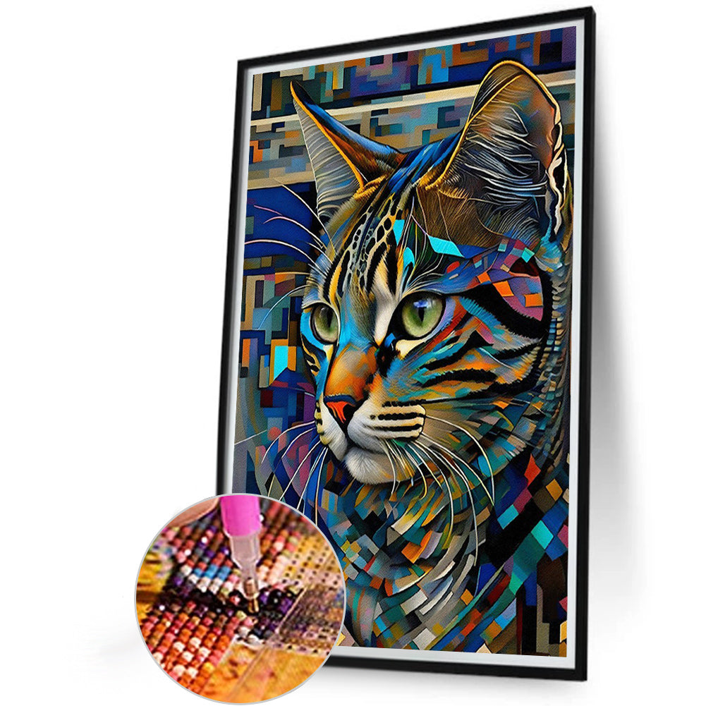 Colorful Abstract Cat - Full Round Drill Diamond Painting 40*60CM