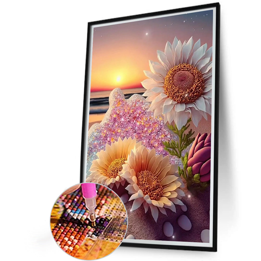 Beach Sunflower - Full Round Drill Diamond Painting 40*60CM