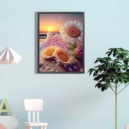 Beach Sunflower - Full Round Drill Diamond Painting 40*60CM