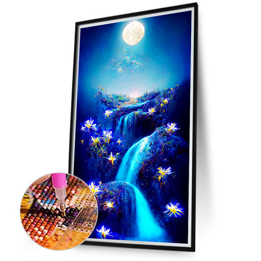 Cliff Night View - Full Round Drill Diamond Painting 40*70CM